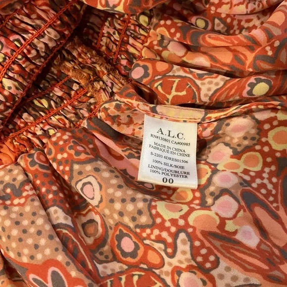 A.L.C. Orange Floral Smocked Mini Dress - Picture 9 of 14